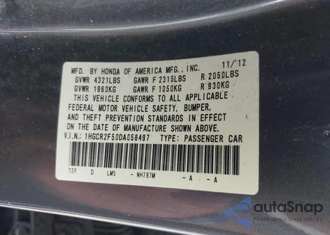 2013 Honda Accord Sport из США, поврежденный, VIN 1HGCR2F50DA058497